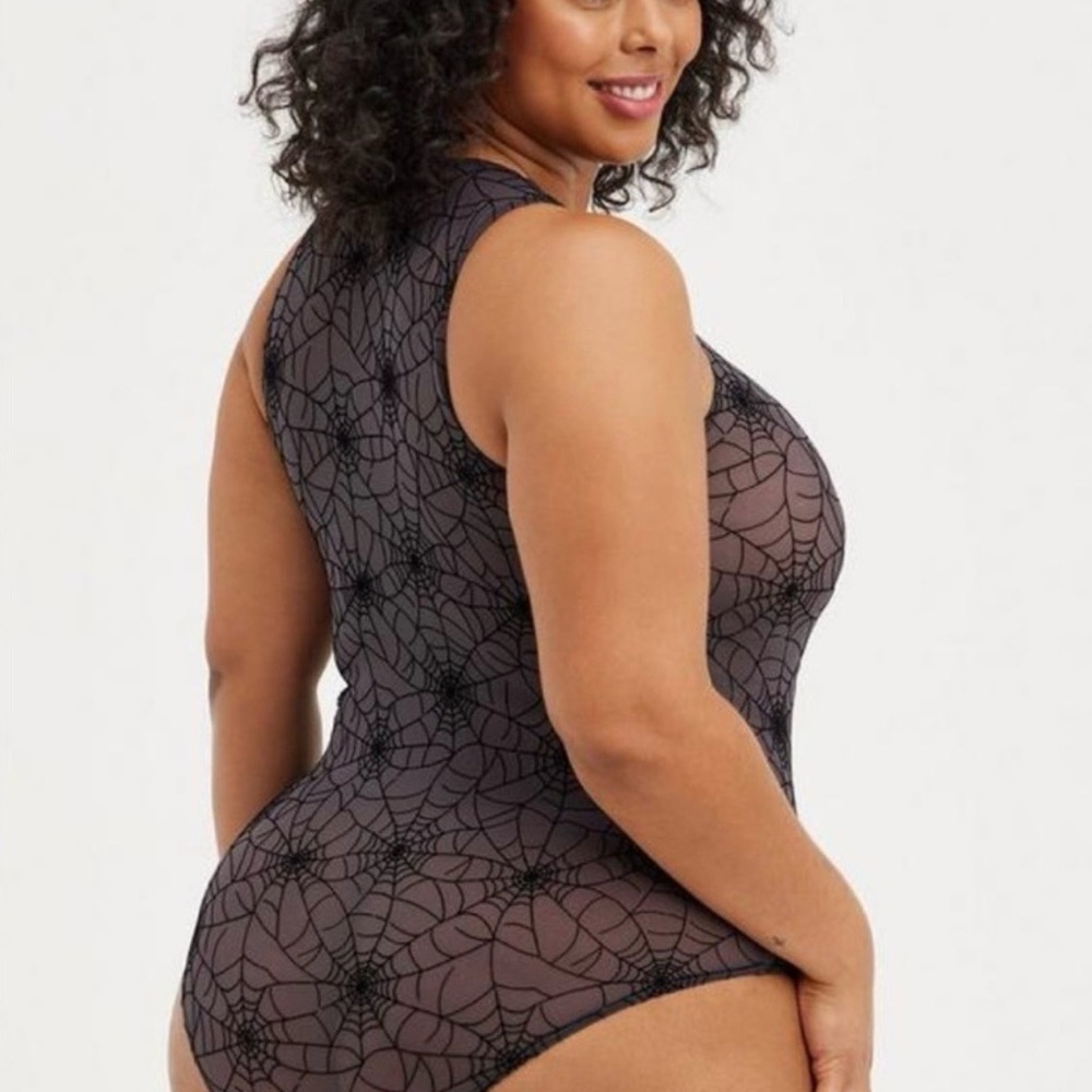 Torrid Black Spiderweb Bodysuit